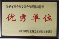 2005年社会治安综合治理目标管理优秀单位